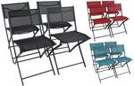 VCM 4er Set Klappstuhl Metall mit Textilene Bezug, Gartenstuhl klappbar,