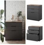 Vicco Kommode Betti 80 x 90 cm in Anthrazit Sonoma, 3 Schubf&auml;cher, Schlafzimmer