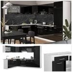 Vicco Eckk&uuml;che R-Line Solid Wei&szlig; Schwarz 287x227 cm Arbeitsplatte modern
