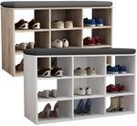 VCM Holz Schuhregal Ma&szlig;e ca. H. 50 x B. 80 x T. 30 cm Schuhkommode mit 9 F&auml;cher
