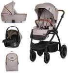 Chipolino Kombikinderwagen 3 in 1 Prestige Babywanne Rucksack i-Size Babyschale beige