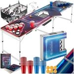 tectake&reg; Aluminium Bierpongtisch, mit Eisfach, Becherl&ouml;chern, LED-Beleuchtung,