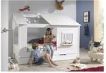 Baumhaus Bett 90 x 200 cm Liegefl&auml;che und Bettschublade offenes Dach Wei&szlig;...