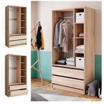 Vicco Kleiderschrank Elmo Eiche 100 x 200 cm mit 2 Schubladen