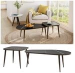 Vicco Couchtisch-Set Manitoba Schwarz 105 x 37 cm 2 Teile
