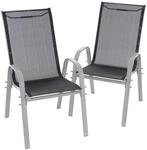 VCM 2er Set Gartenstuhl Stapelstuhl Balkonstuhl Hochlehner schwarz / Rhamen grau 