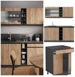 Vicco K&uuml;chenzeile K&uuml;chenblock Einbauk&uuml;che R-Line J-Shape Anthrazit Eiche 160 cm