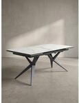 Esstisch Ausziehbar Keramik Glas Marmoroptik Gro&szlig;, Wei&szlig; 180x95x76 cm