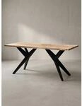 Esstisch Massivholz Metall Rechteckig Loft-Stil, Akazie 180x90x76 cm