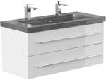 Badm&ouml;bel Granit G654 YAMO 100 cm 2 Hahnl&ouml;cher SoftClose in versch....