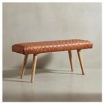 KADIMA DESIGN Springbock-Lederbank, Elegante Sitzbank aus Massivholz und...