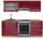 Vicco K&uuml;chenzeile K&uuml;chenblock Einbauk&uuml;che R-Line 200 cm Front Bordeaux