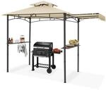 tectake&reg; Grillpavillon, wetterfest mit UV-Schutz, klappbare Markise, seitliche