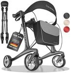 ELONEO Carbon Rollator faltbar und leicht mit Sitz, Leichtgewicht-Reiserollator