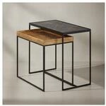 KADIMA DESIGN Industrielle Beistelltisch Set, Mango Massivholz, Eisen,