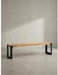 Esszimmerbank Massivholz Metall ohne Lehne, Akazie 120x40x45 cm