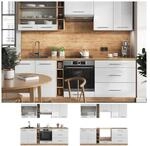 Vicco K&uuml;chenzeile K&uuml;chenblock Einbauk&uuml;che Fame-Line Eiche Wei&szlig; 235 cm modern