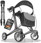 ELONEO Carbon Rollator faltbar und leicht mit Sitz, Leichtgewicht-Reiserollator