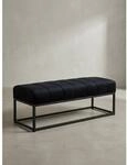 Sitzbank Samt Metallgestell gepolstert, Schwarz 108x40x40 cm