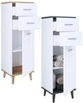 VCM Holz Kommode schmales Sideboard mit einer Dreht&uuml;r und zwei Schubladen Ma&szlig;e