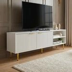 Lowboard 150cm TV Kommode Schrank Wei&szlig; T&uuml;ren Fernsehkommode...