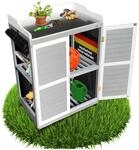Coemo Gartenschrank Lola aus Holz Balkonschrank mit verzinkter Arbeitsplatte