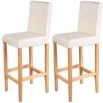 2er-Set Barhocker Vicenza, Barstuhl Tresenhocker, Holz+LEDER ~ creme, helle...