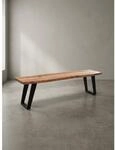 Esszimmerbank Massivholz Metall Baumkante U-Beine, Akazie 160x40x46 cm