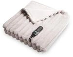 duux Yentl Striped Grau Heizdecke (9 Heizstufen, 160 Watt, 1-9 Stunden Timer,