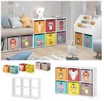 Vicco Raumteiler Regal B&uuml;cherregal Wei&szlig; 6 F&auml;cher Standregal Kinder-Faltboxen