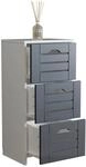 VCM Midischrank &ndash; schmaler Badschrank mit 3 Schubladen, H. 76 x B. 38 x T. 28 cm,