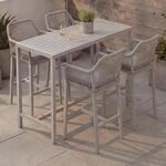 Set Bartisch + 4x Barhocker MCW-P91, Barstuhl Stehtisch, Outdoor Sitzpolster