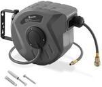 tectake&reg; Druckluftschlauch mit Trommel, mit &frac14; Zoll Schnellkupplung, Drehbereich