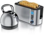 Arendo Fr&uuml;hst&uuml;cks-Set Edelstahl Wasserkocher 1,7l, 4-Scheiben Langschlitz Toaster,
