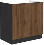 K&uuml;chen Sp&uuml;lenunterschrank 80 cm K&uuml;che MONZA Okapi Nu&szlig;baum K&uuml;chenzeile