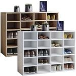 VCM Holz Schuhregal Ma&szlig;e ca. H. 67 x B. 92 x T. 33 cm Schuhkommode mit 20