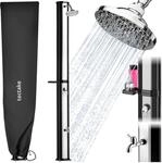 tectake&reg; Solardusche, 35 Liter, mit Seifenablage, Regenduschkopf mit Kugelgelenk,