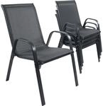 VCM 4-tlg. Set Gartenstuhl, Metall Stapelstuhl mit Textilene, wetterbest&auml;ndig,