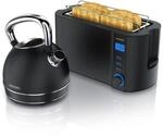 Arendo Fr&uuml;hst&uuml;cks-Set Edelstahl Wasserkocher 1,7l, 4-Scheiben Langschlitz...
