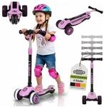 JUSKYS&reg; Kinderroller Lumox Rosa - LED-Rollen mit 4-Farb-Blinkeinstellung,