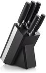 Arendo Messerblock, 5-teilig mit Holzblock & Messern aus Edelstahl, ergonomische