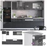 VICCO K&Uuml;CHE R-LINE 300CM K&Uuml;CHENZEILE K&Uuml;CHENBLOCK EINBAUK&Uuml;CHE ANTHRAZIT HOCHGLANZ