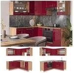 Vicco Eckk&uuml;che K&uuml;chenzeile Einbauk&uuml;che Fame-Line Eiche Bordeaux Rot 190 cm...