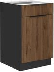 K&uuml;chen Unterschrank 50 cm K&uuml;che MONZA Okapi Nu&szlig;baum Soft-Close K&uuml;chenzeile