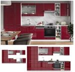 Vicco K&uuml;chenzeile K&uuml;chenblock Einbauk&uuml;che 355cm Fame-Line Bordeaux Hochglanz