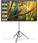 tectake&reg; Beamer-Leinwand, f&uuml;r 4K, HD, Ultra HD und Full HD, Gain-Faktor 1,0,