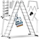 MASKO&reg; Leiter Aluminium Mehrzweckleiter 150 Kg belastbar, 6in1 multifunktional mit