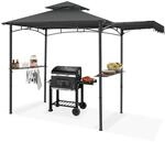 tectake&reg; Grillpavillon, wetterfest mit UV-Schutz, klappbare Markise, seitliche