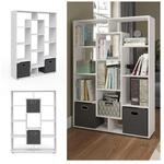 Vicco Raumteiler B&uuml;cherregal Standregal Wei&szlig; F&auml;cher Aktenregal Hochregal Faltbox