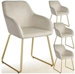 tectake&reg; Esszimmerstuhl, gepolstert, in Samtoptik, durchgehende Lehne, 57 x 61 x
